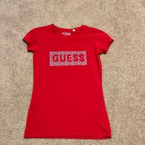 GUESS Red Logo Crystal Tee